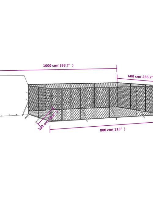 Загрузите изображение в средство просмотра галереи, Padoc exterior cu acoperiș argintiu 10x6x2,5 m oțel galvanizat
