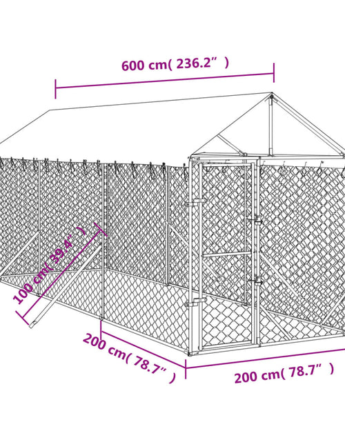 Загрузите изображение в средство просмотра галереи, Padoc de exterior cu acoperiș argintiu 2x6x2,5m oțel galvanizat
