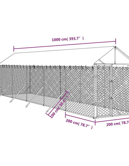 Загрузите изображение в средство просмотра галереи, Padoc exterior cu acoperiș argintiu 2x10x2,5 m oțel galvanizat
