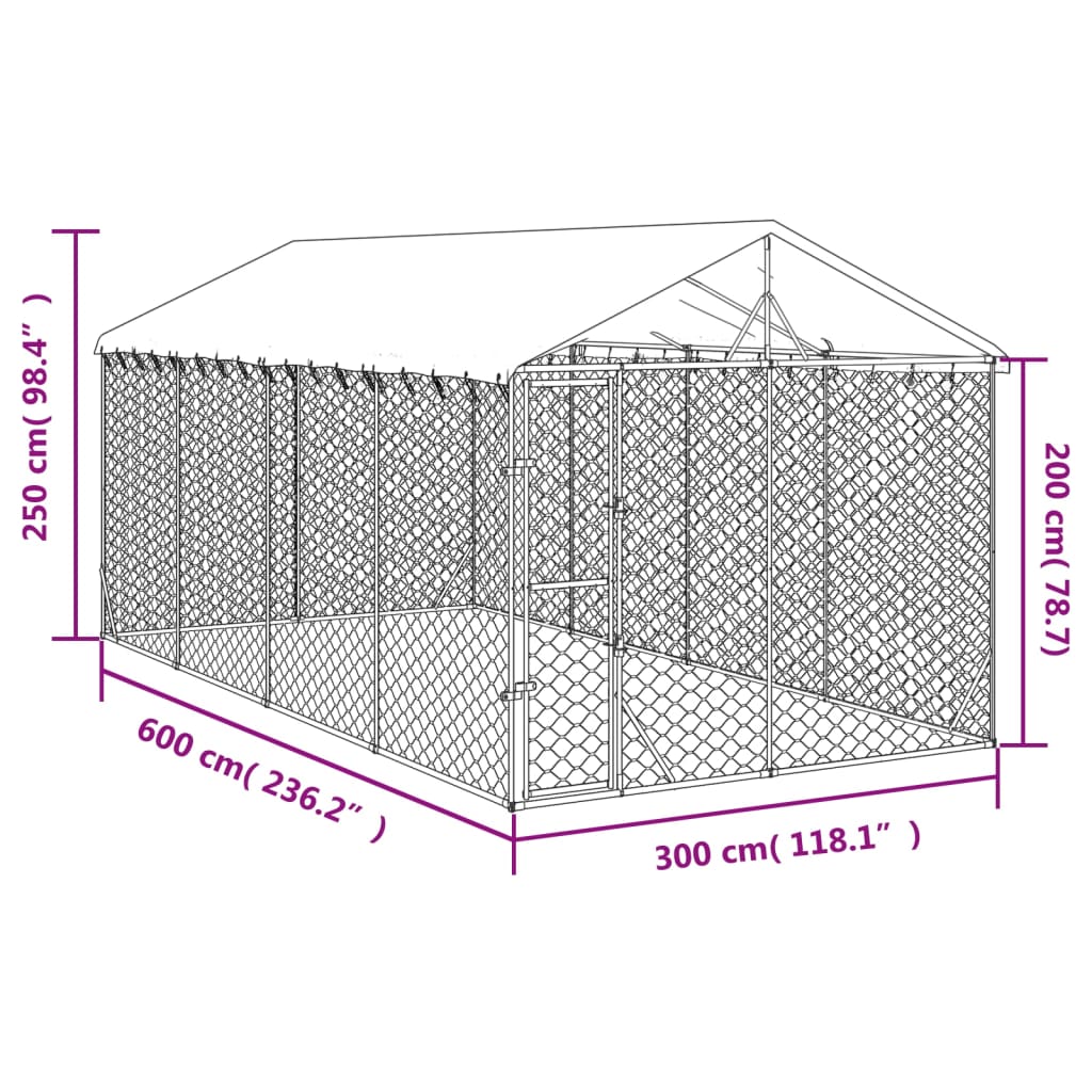 Padoc de exterior cu acoperiș argintiu 3x6x2,5m oțel galvanizat