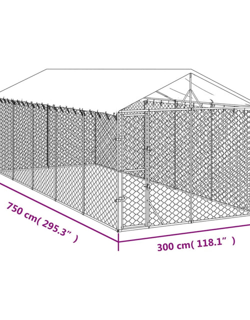 Încărcați imaginea în vizualizatorul Galerie, Padoc exterior cu acoperiș argintiu 3x7,5x2,5 m oțel galvanizat
