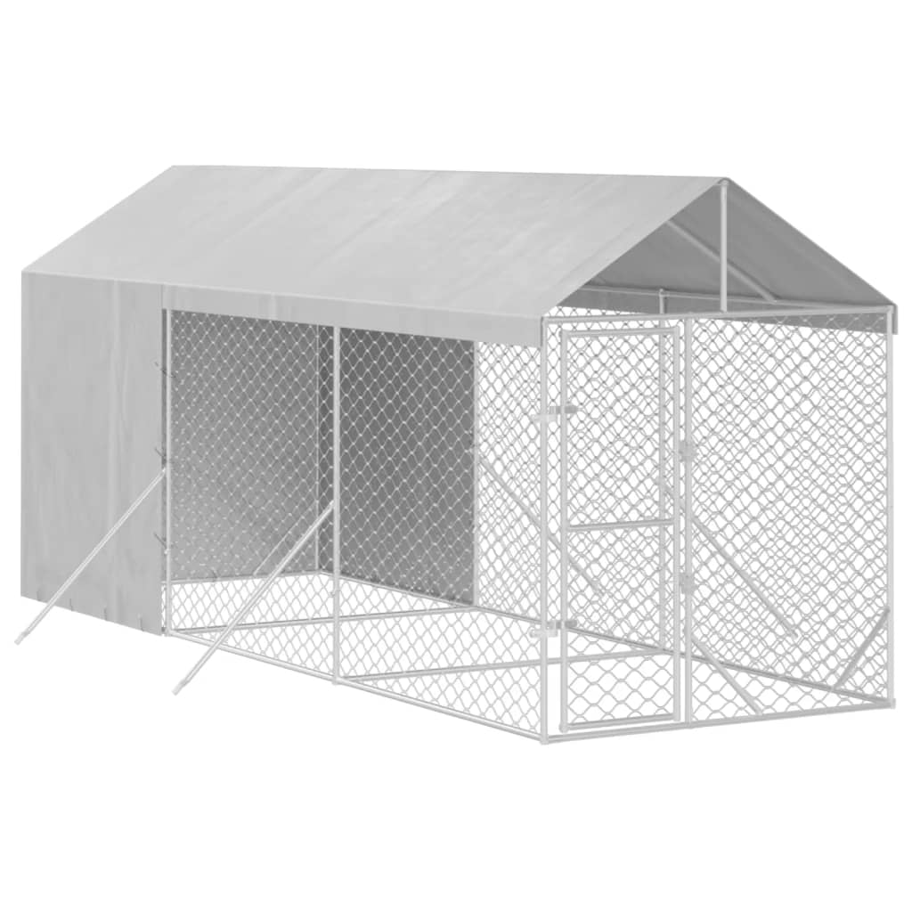 Padoc de exterior cu acoperiș argintiu 2x6x2,5m oțel galvanizat