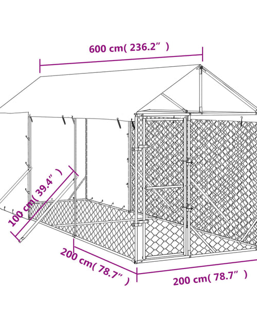 Загрузите изображение в средство просмотра галереи, Padoc de exterior cu acoperiș argintiu 2x6x2,5m oțel galvanizat
