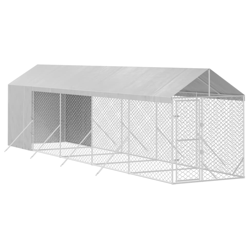 Padoc exterior cu acoperiș argintiu 2x10x2,5 m oțel galvanizat