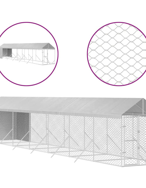 Загрузите изображение в средство просмотра галереи, Padoc exterior cu acoperiș argintiu 2x14x2,5 m oțel galvanizat
