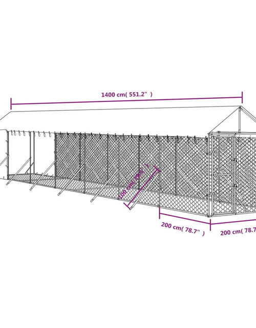 Загрузите изображение в средство просмотра галереи, Padoc exterior cu acoperiș argintiu 2x14x2,5 m oțel galvanizat
