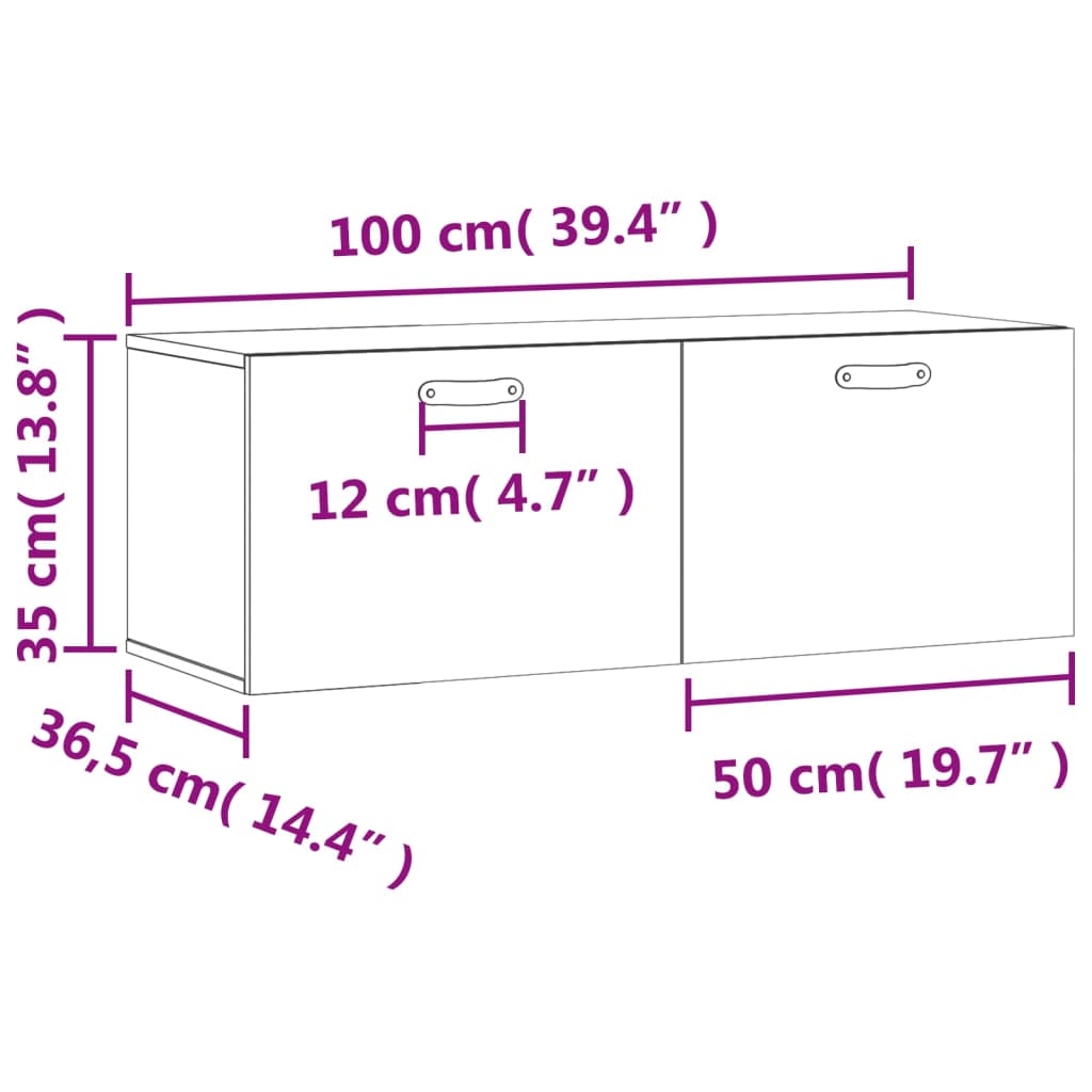 Dulap de perete, stejar maro, 100x36,5x35 cm, lemn prelucrat