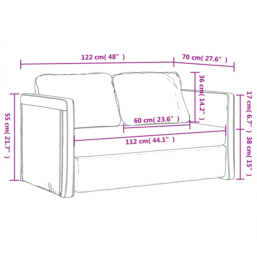 Canapea extensibilă de podea 2 în 1, gri închis, 122x204x55 cm