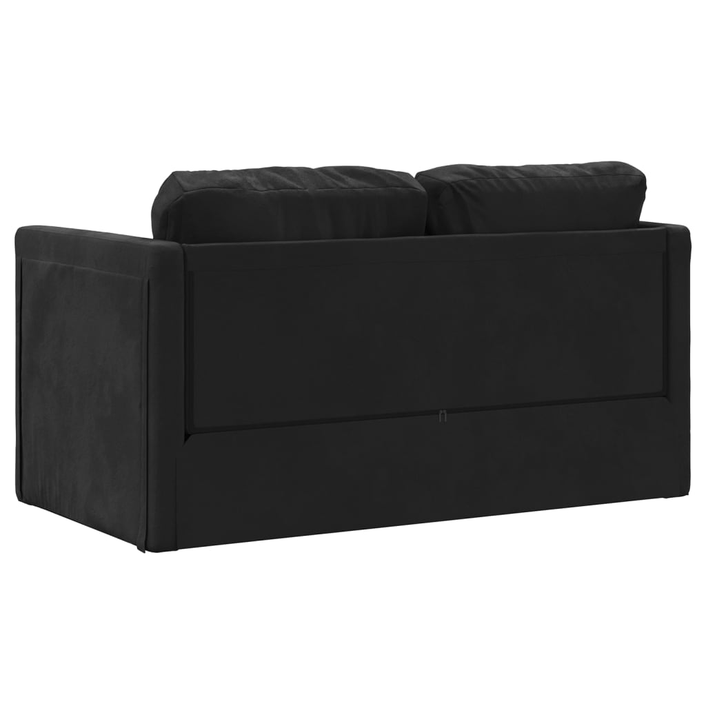 Canapea extensibilă 2 în 1, negru, 122x204x55 cm catifea