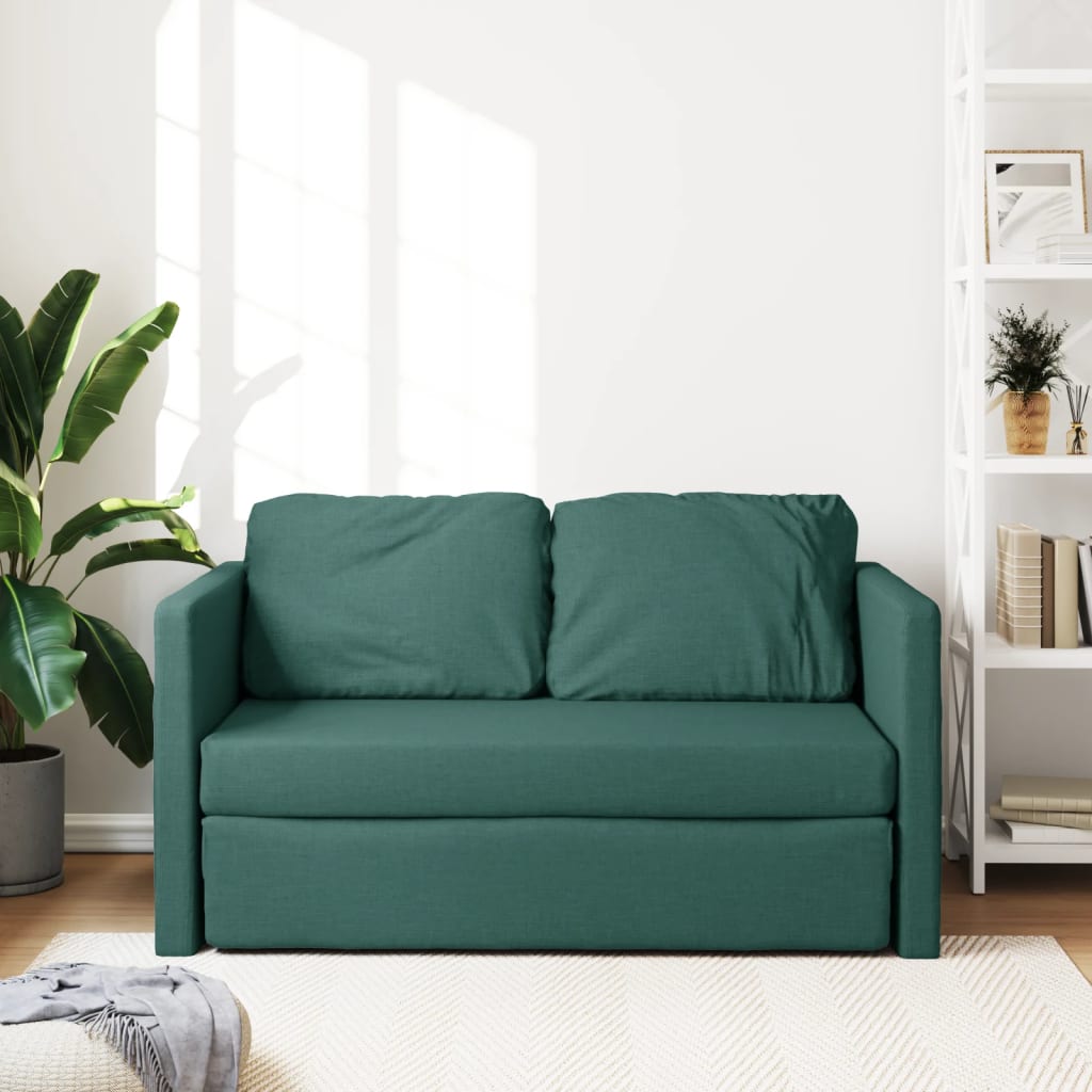 Canapea extensibilă 2 în 1, verde închis, 112x174x55 cm, textil