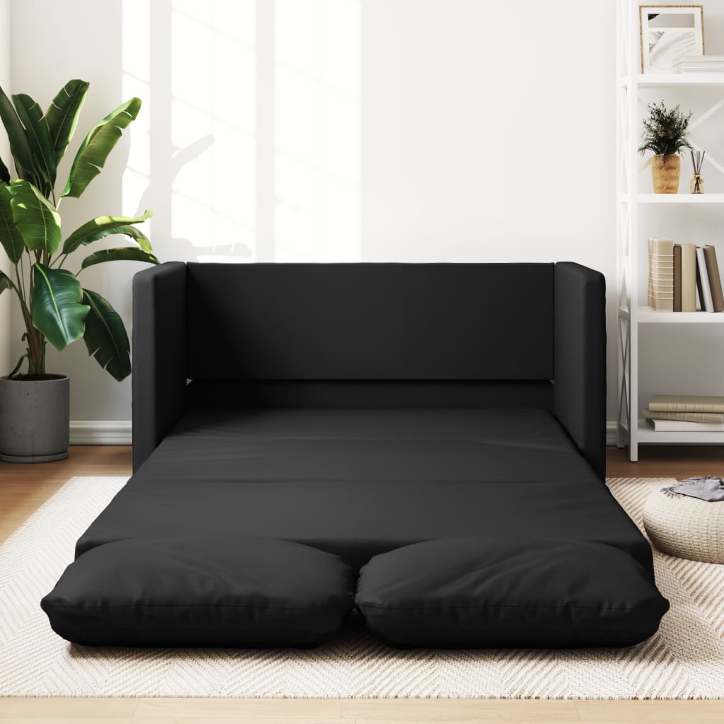 Canapea extensibilă 2 în 1, negru, 112x174x55cm piele ecologică