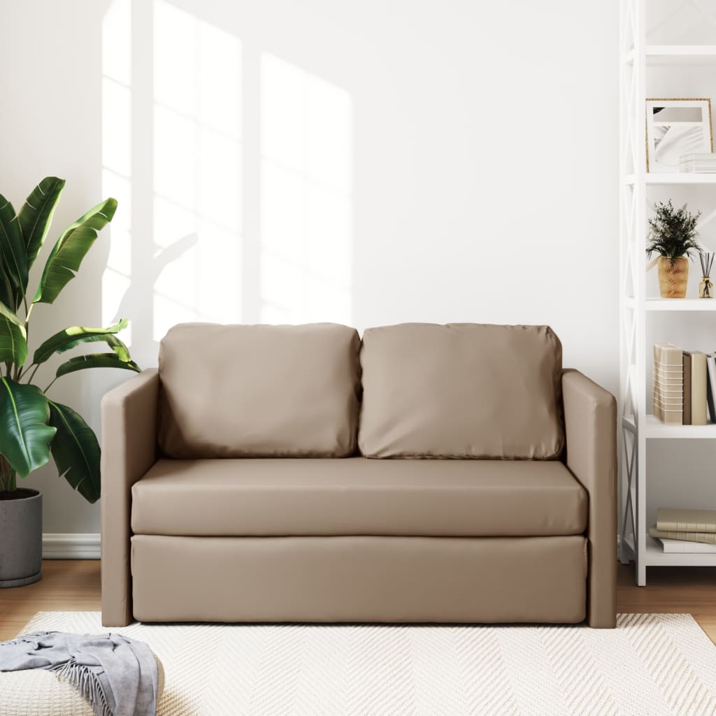Canapea extensibilă 2 în 1, cappuccino, 112x174x55 cm piele eco