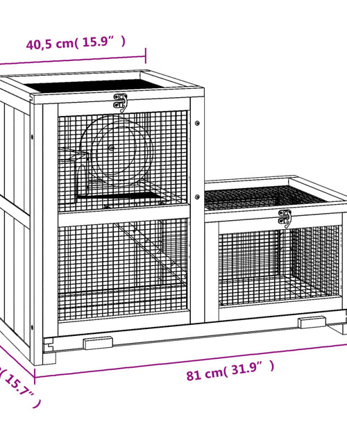 Încărcați imaginea în vizualizatorul Galerie, Cușcă pentru hamsteri, 81x40x60 cm, lemn masiv de brad
