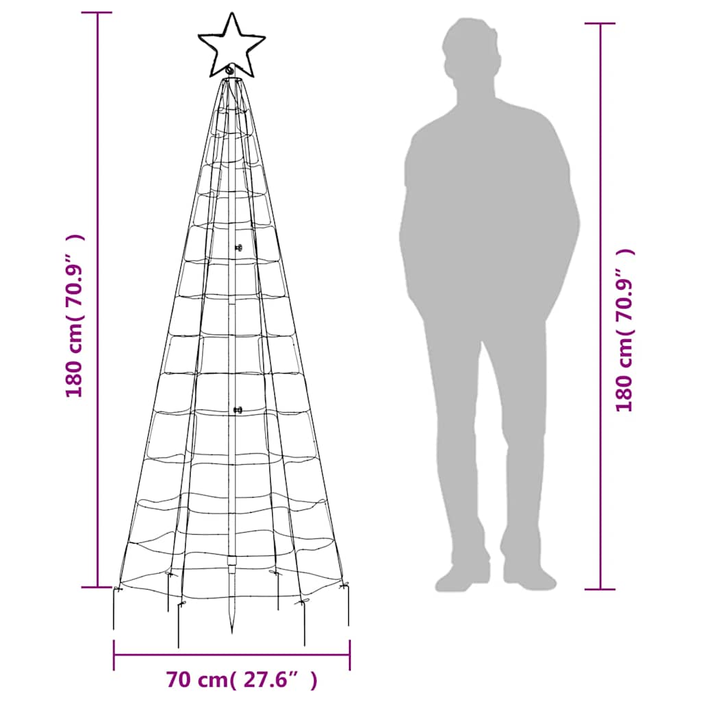 Con de lumină brad de Crăciun cu 220 LED-uri, alb cald, 180 cm