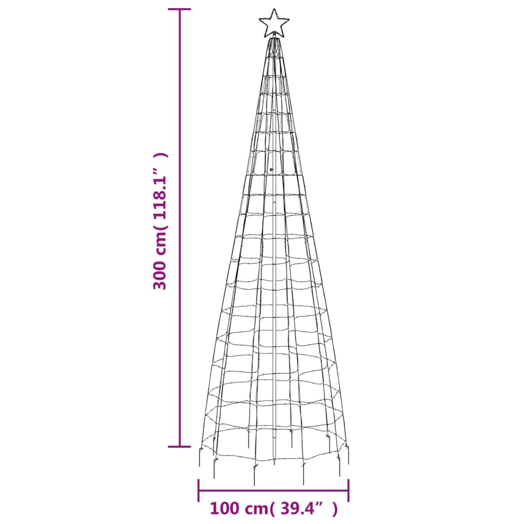 Lumină brad de Crăciun cu țăruși, 570 LED-uri, alb cald, 300 cm