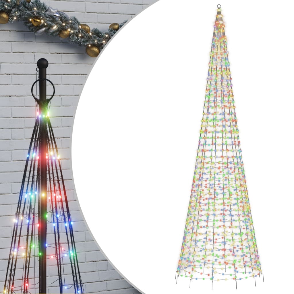 Iluminat brad de Crăciun pe stâlp 1534 LED-uri colorate, 500 cm