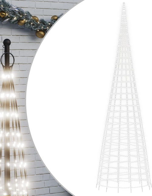 Încărcați imaginea în vizualizatorul Galerie, Lumină brad de Crăciun pe catarg, 3000 LED-uri, alb rece 800 cm
