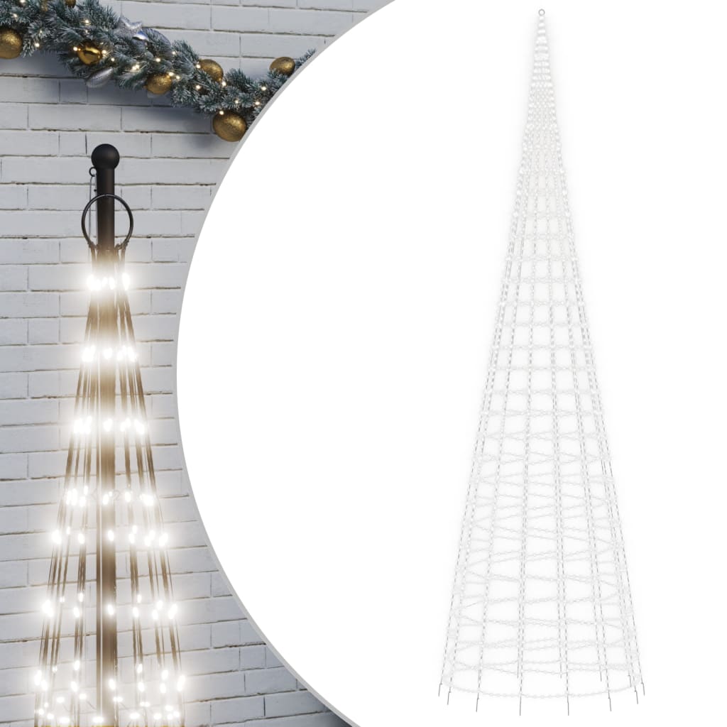 Lumină brad de Crăciun pe catarg, 3000 LED-uri, alb rece 800 cm