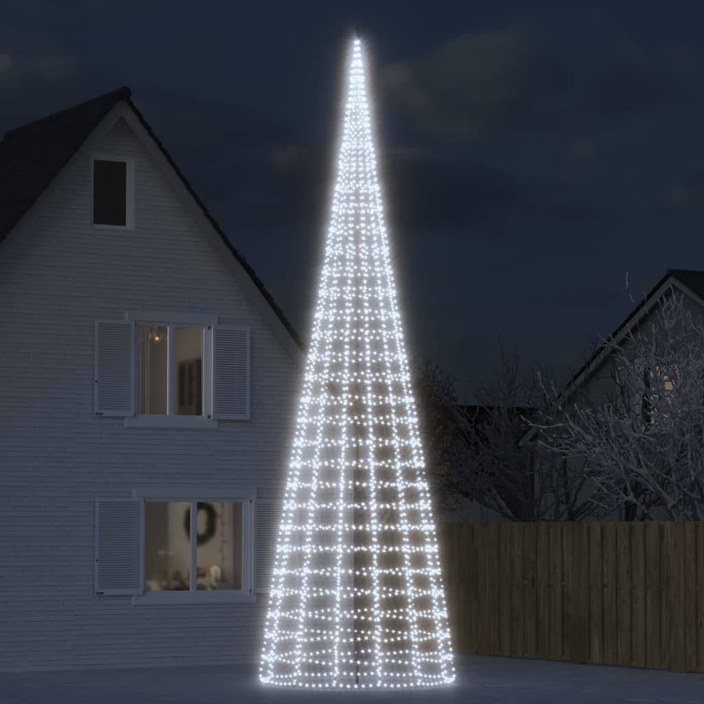 Lumină brad de Crăciun pe catarg, 3000 LED-uri, alb rece 800 cm