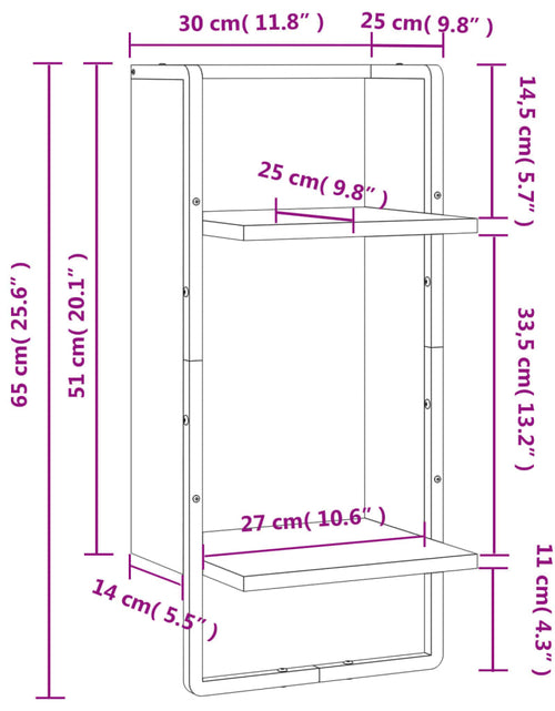 Загрузите изображение в средство просмотра галереи, Raft de perete cu bară, gri sonoma, 30x25x30 cm - Lando
