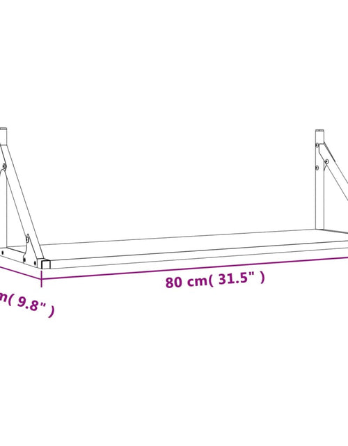Загрузите изображение в средство просмотра галереи, Rafturi de perete, 2 buc., stejar maro, 80x25x25,5 cm, lemn
