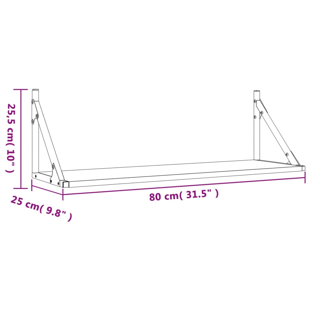 Rafturi de perete, 2 buc., stejar maro, 80x25x25,5 cm, lemn