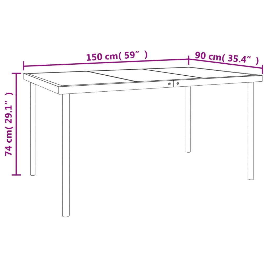 Set mobilier de grădină, 5 piese, negru, oțel și textilenă