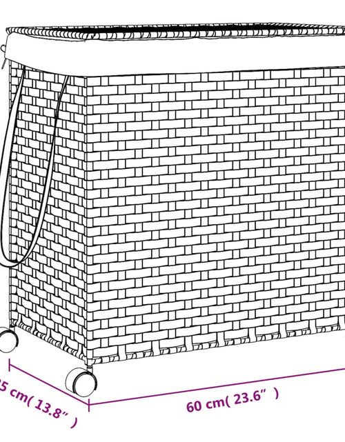 Загрузите изображение в средство просмотра галереи, Coș de rufe cu roți, gri, 60x35x60,5 cm, ratan
