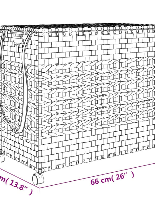 Încărcați imaginea în vizualizatorul Galerie, Coș de rufe cu roți, negru, 66x35x60 cm, ratan
