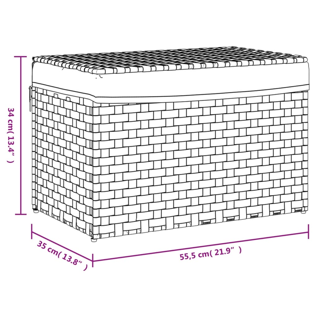 Coș de rufe cu capac, maro închis, 55,5x35x34 cm, poliratan