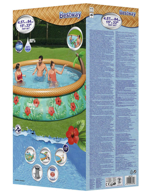 Încărcați imaginea în vizualizatorul Galerie, Bestway Set de piscină gonflabilă Fast Set Paradise Palms, 457x84 cm
