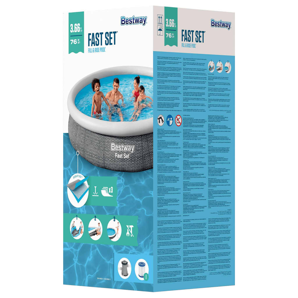 Bestway Set de piscină rotundă, 366x76 cm