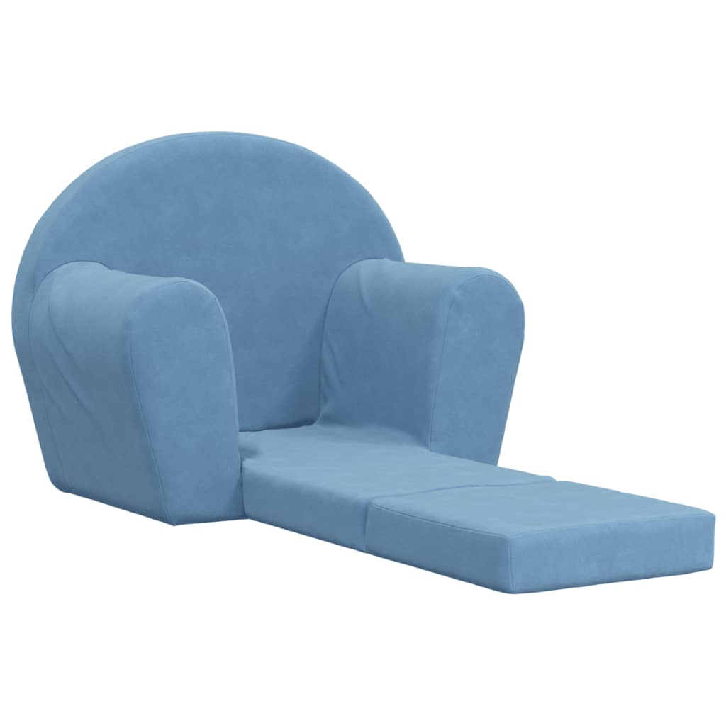 Canapea extensibilă pentru copii, albastru, pluș moale