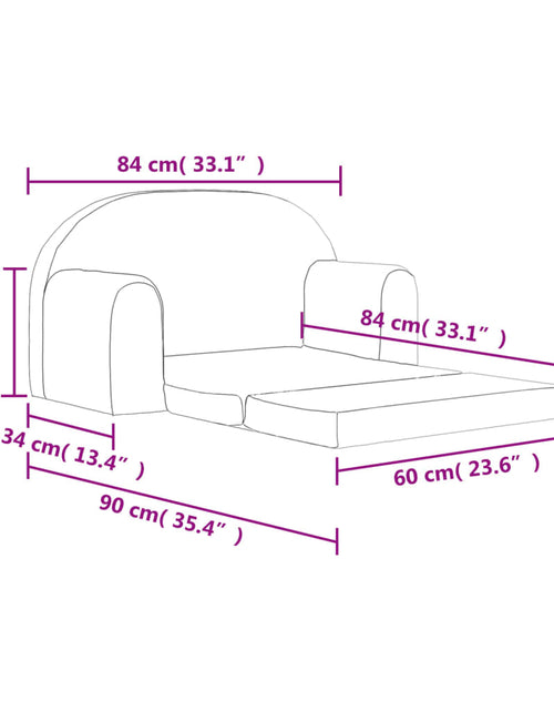 Încărcați imaginea în vizualizatorul Galerie, Canapea extensibilă pentru copii cu 2 locuri, roz, pluș moale
