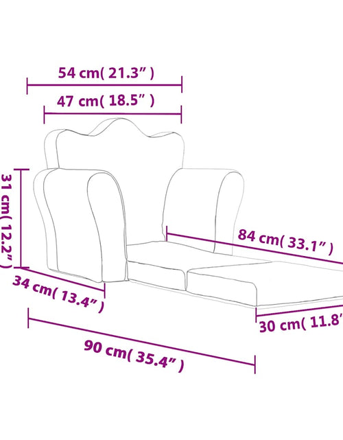 Încărcați imaginea în vizualizatorul Galerie, Canapea extensibilă pentru copii cremă moale de pluș
