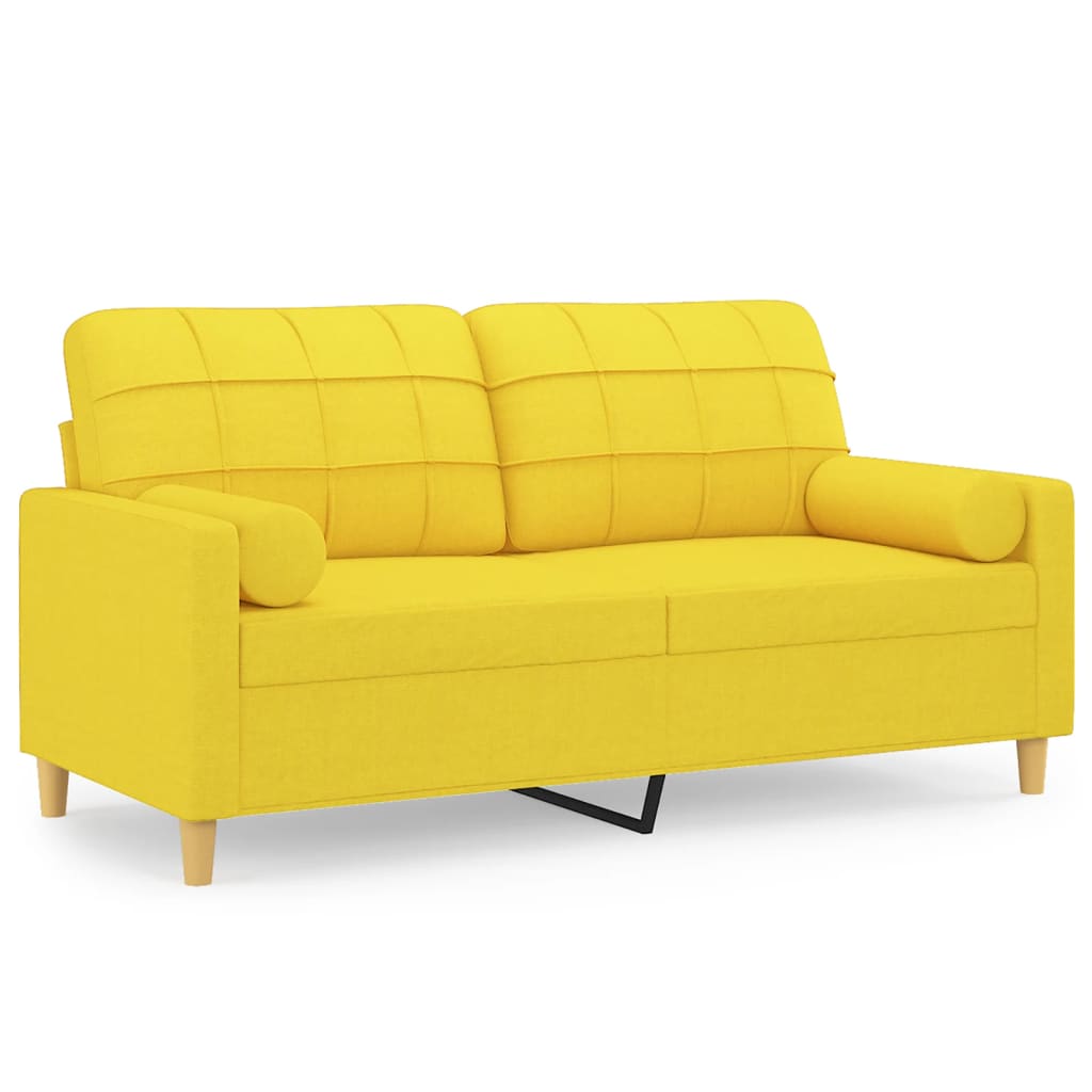 Canapea cu 2 locuri cu pernuțe, galben deschis, 140 cm, textil
