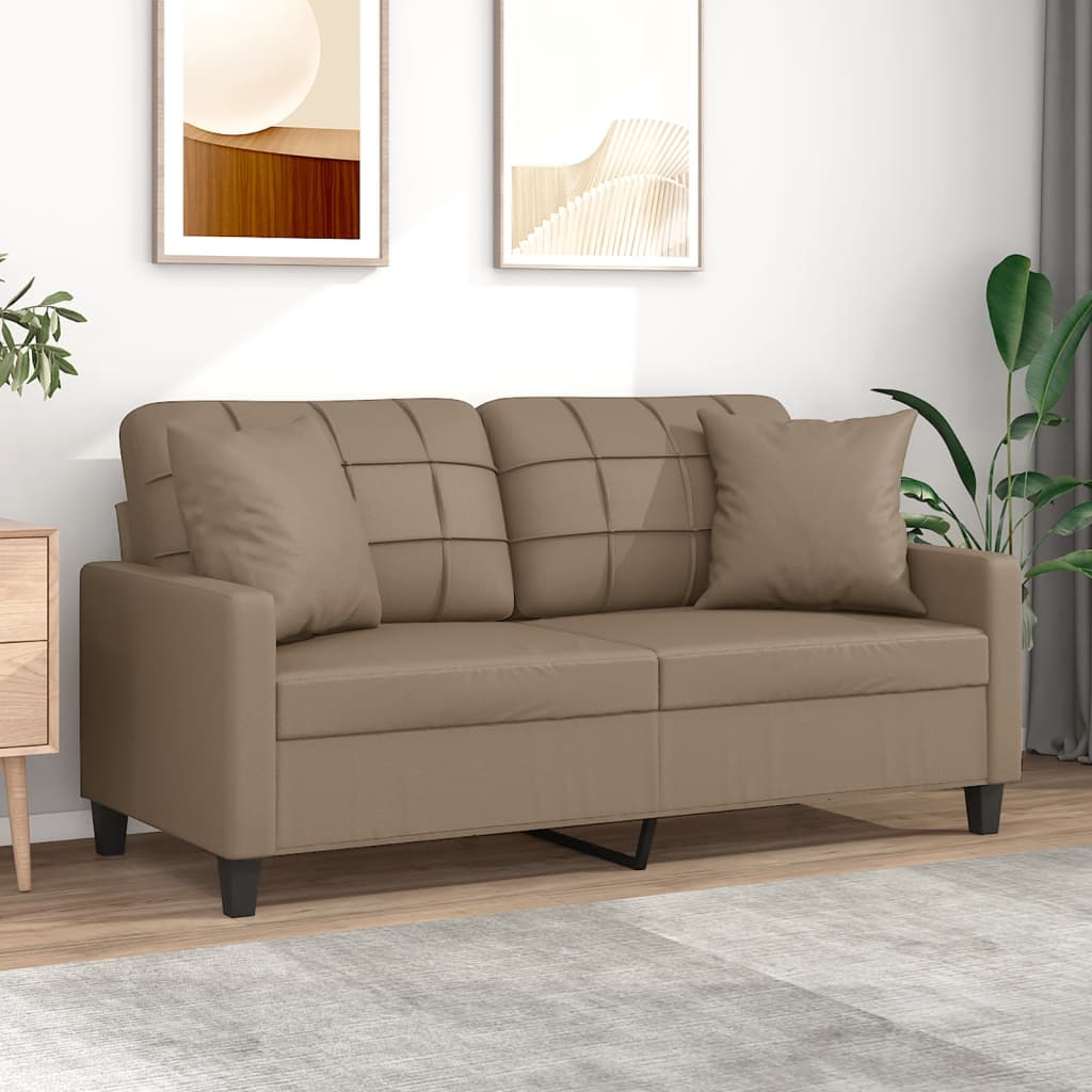 Canapea cu 2 locuri cu pernuțe, cappuccino, 140 cm, piele eco.