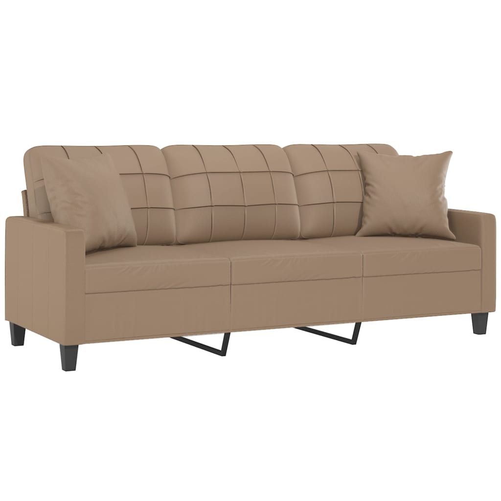 Canapea cu 3 locuri cu pernuțe, cappuccino, 180 cm, piele eco.