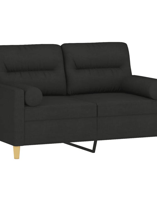 Încărcați imaginea în vizualizatorul Galerie, Canapea cu 2 locuri cu pernuțe, negru, 120 cm, textil
