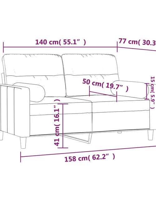 Încărcați imaginea în vizualizatorul Galerie, Canapea cu 2 locuri cu pernuțe, negru, 140 cm, textil
