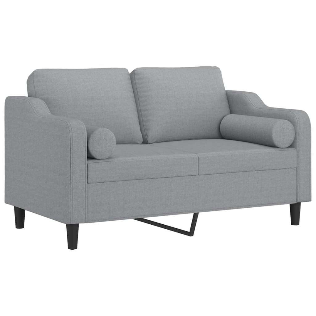 Canapea cu 2 locuri cu pernuțe, gri deschis, 120 cm, textil