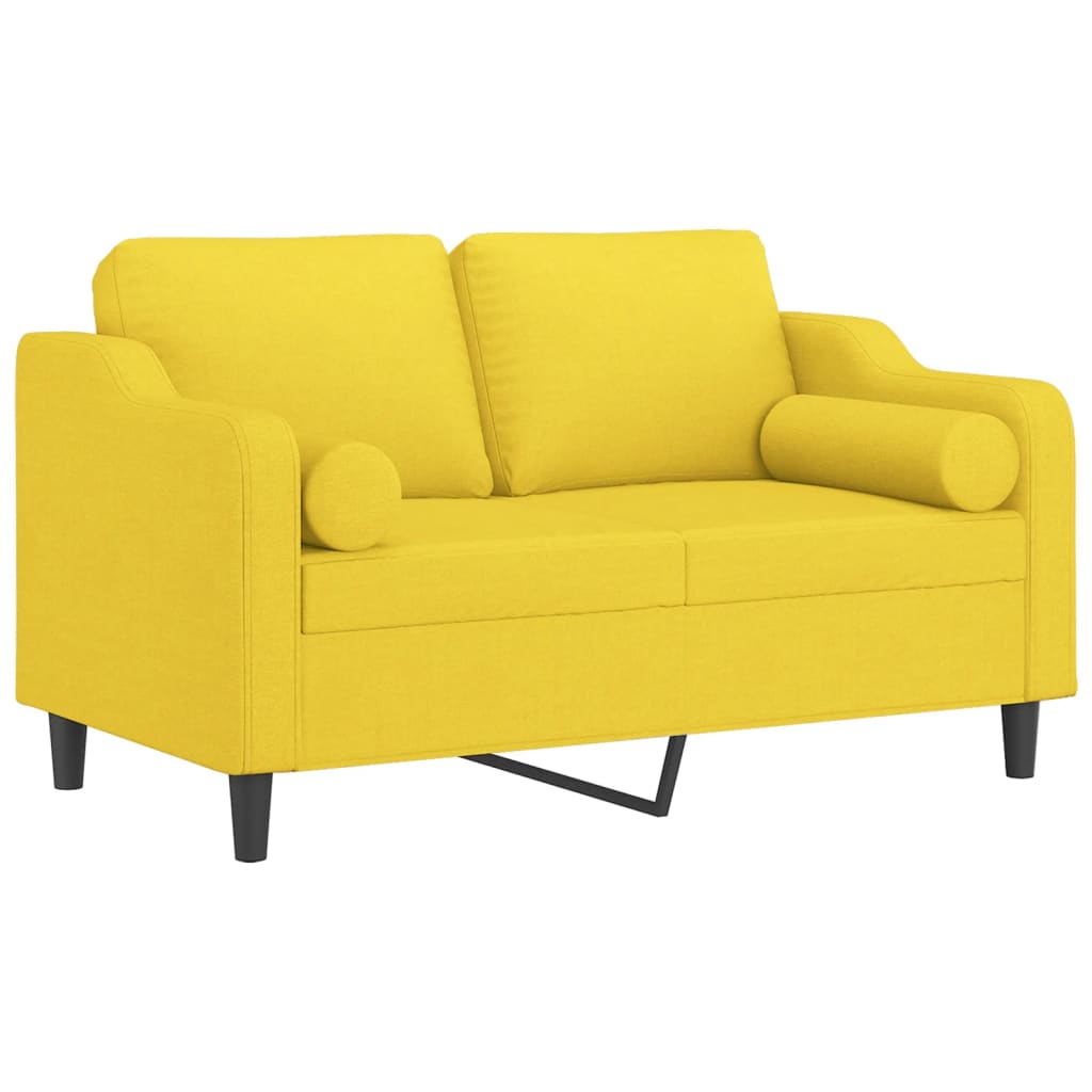 Canapea cu 2 locuri cu pernuțe, galben deschis, 120 cm, textil