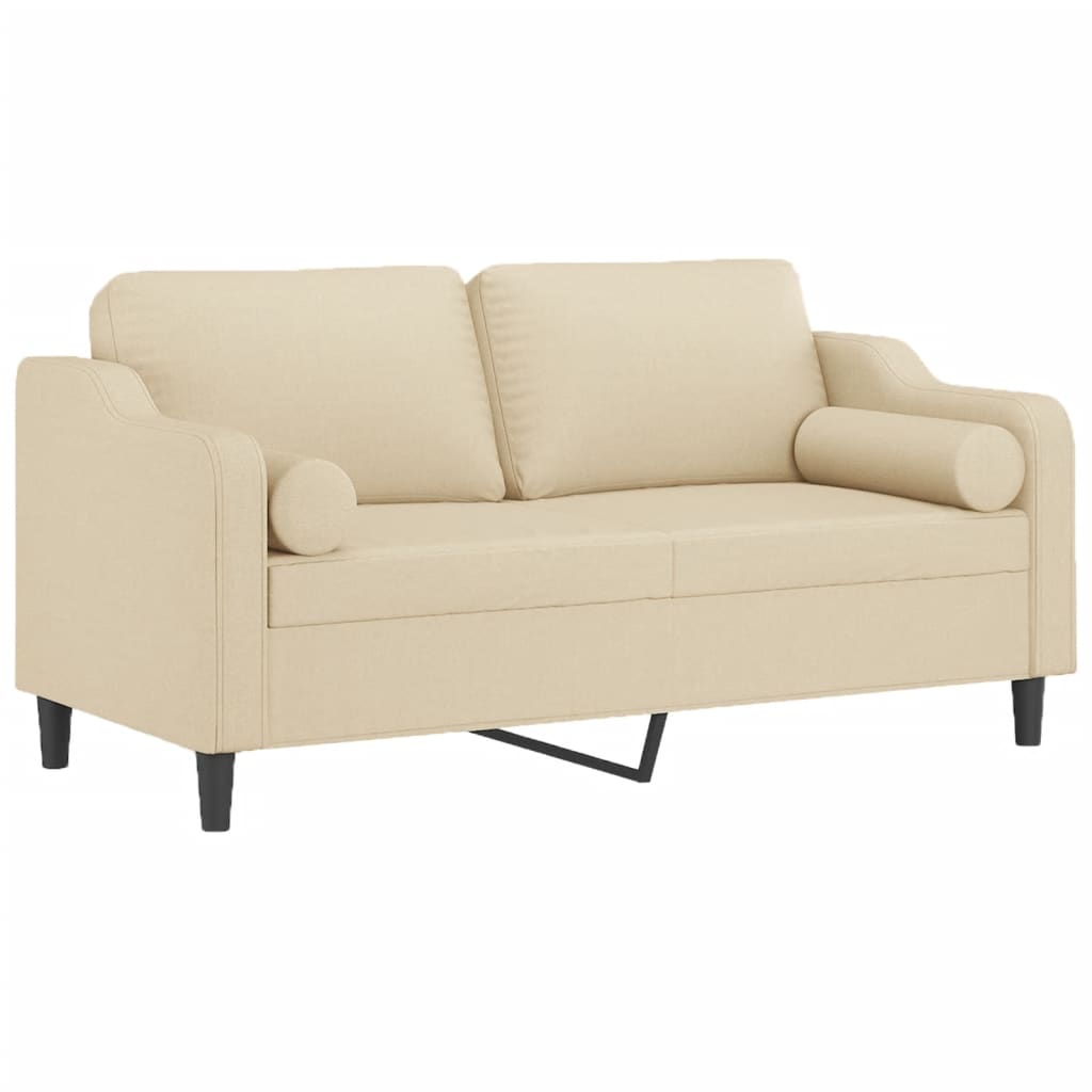 Canapea cu 2 locuri cu pernuțe, crem, 140 cm, textil
