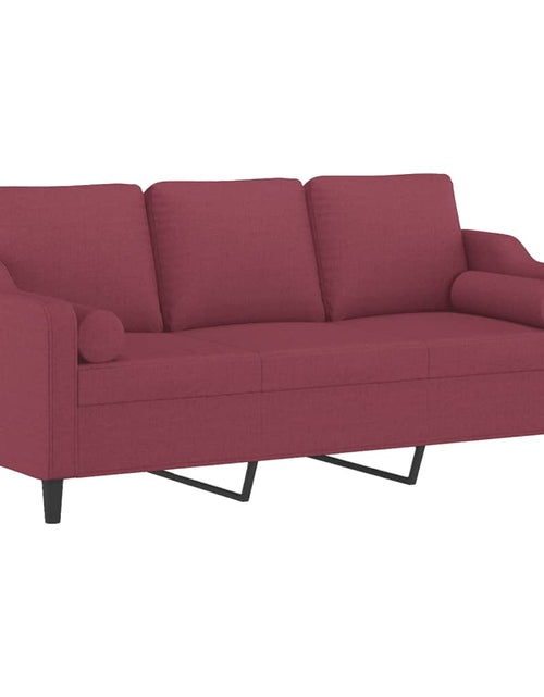 Încărcați imaginea în vizualizatorul Galerie, Canapea cu 3 locuri cu pernuțe, roșu vin, 180 cm, textil
