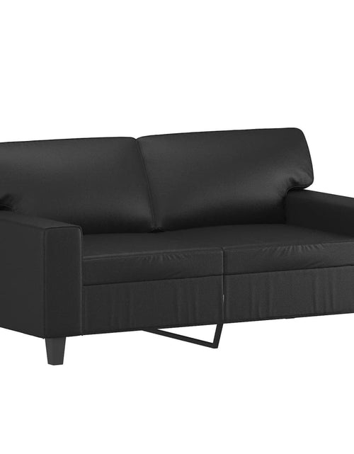 Încărcați imaginea în vizualizatorul Galerie, Canapea cu 2 locuri cu pernuțe, negru, 120 cm, piele ecologică
