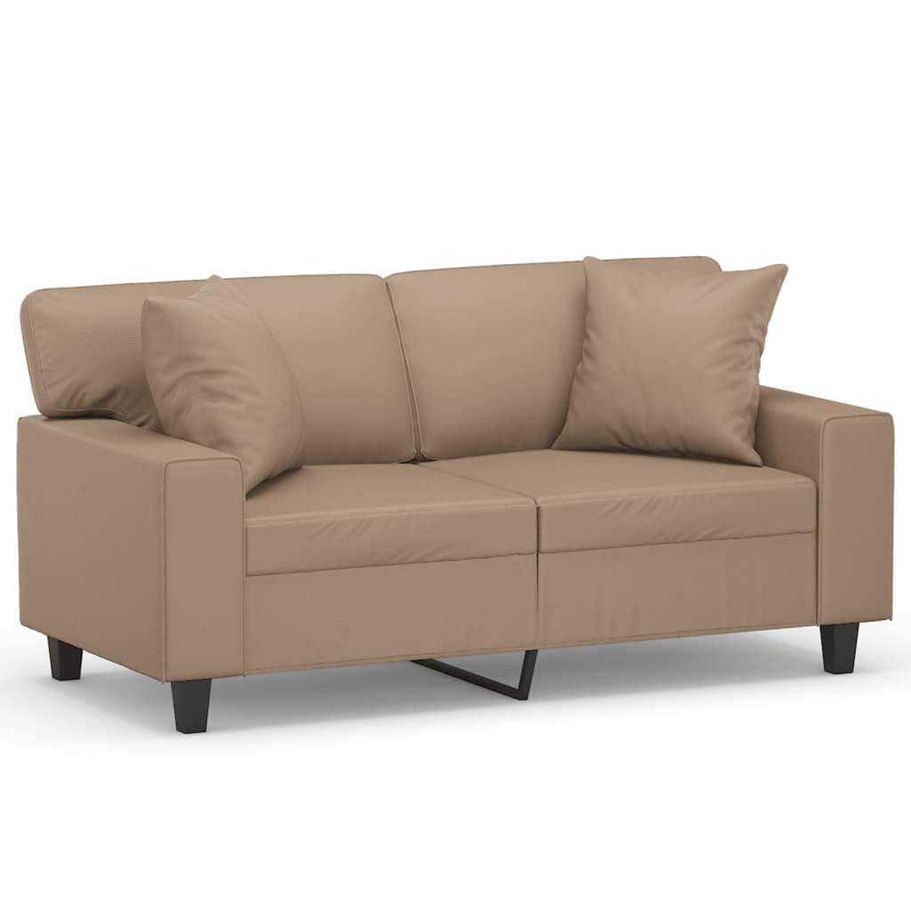 Canapea cu 2 locuri cu pernuțe, cappuccino, 120 cm, piele eco.