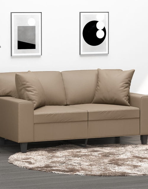 Încărcați imaginea în vizualizatorul Galerie, Canapea cu 2 locuri cu pernuțe, cappuccino, 120 cm, piele eco.

