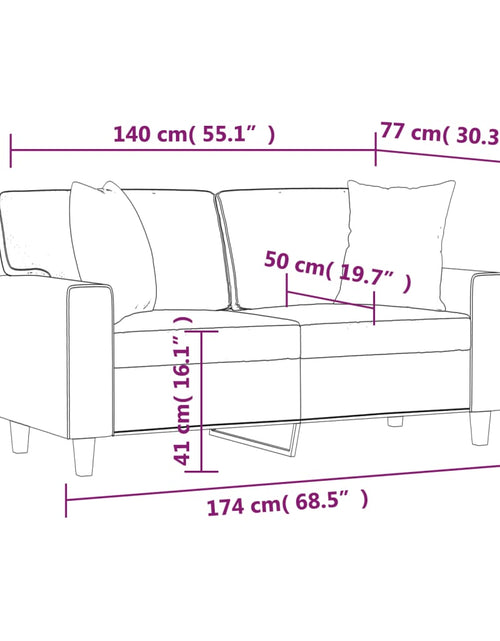 Загрузите изображение в средство просмотра галереи, Canapea cu 2 locuri cu pernuțe, cappuccino, 140 cm, piele eco.
