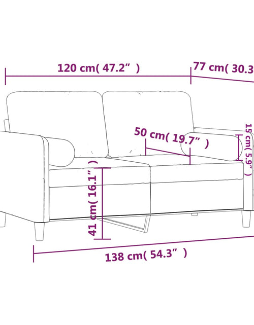 Загрузите изображение в средство просмотра галереи, Canapea cu 2 locuri cu pernuțe, roz, 120 cm, catifea
