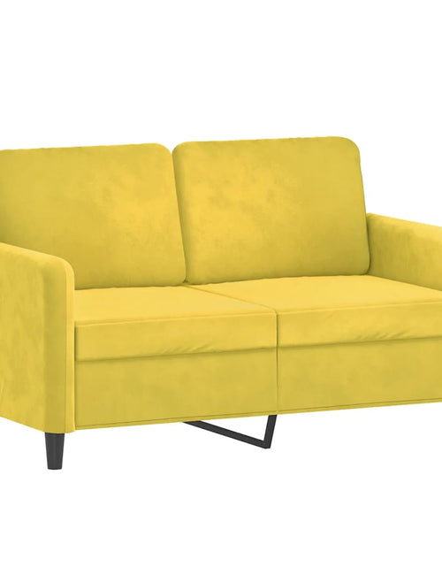 Încărcați imaginea în vizualizatorul Galerie, Canapea cu 2 locuri cu pernuțe, galben, 120 cm, catifea
